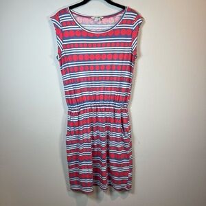 Boden Blackberry Day Striped Polkadot Dress Jersey Sleeveless Mini Women's Sz 8R